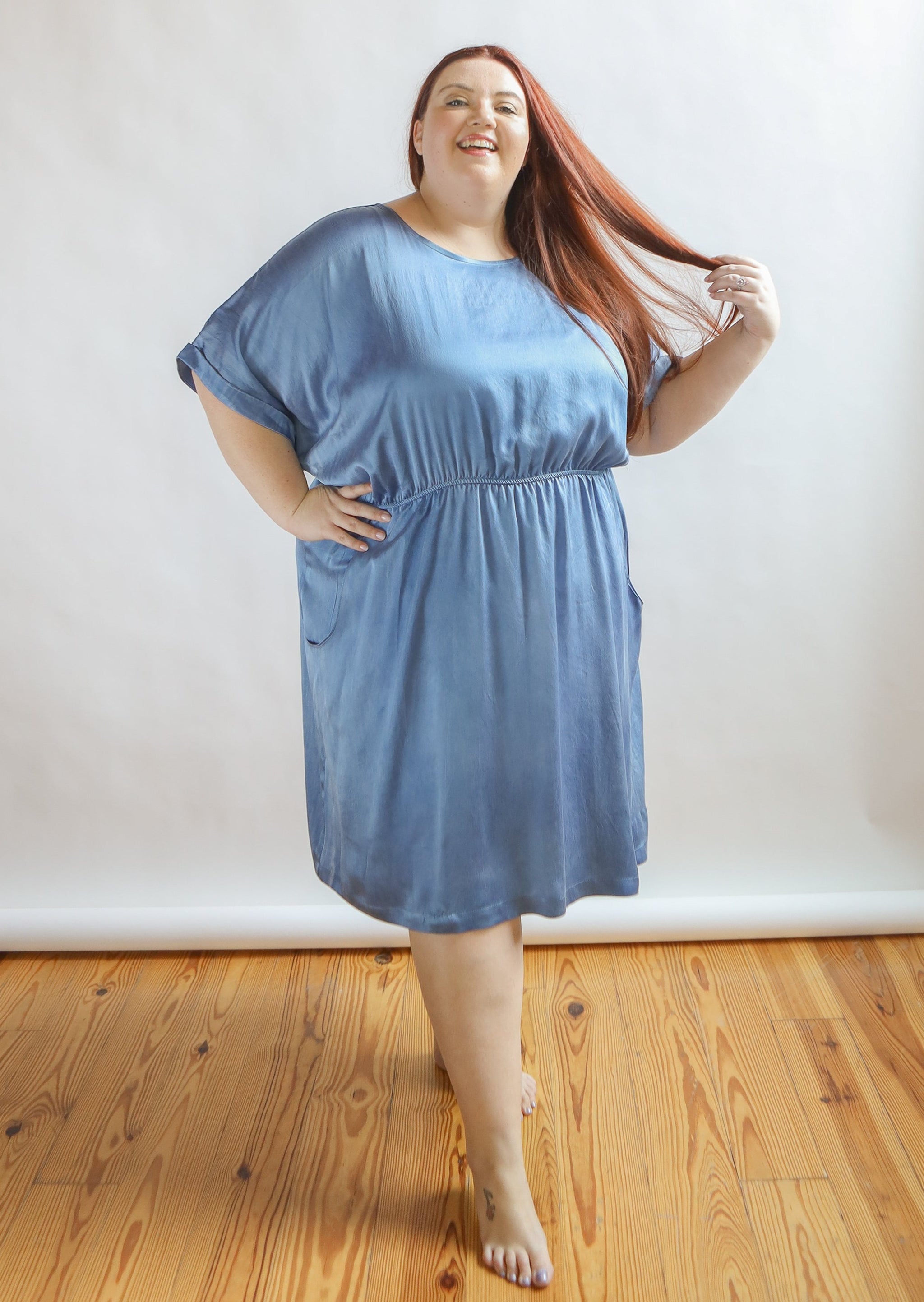 THE NATURALLY DYED SILK GATHER DRESS